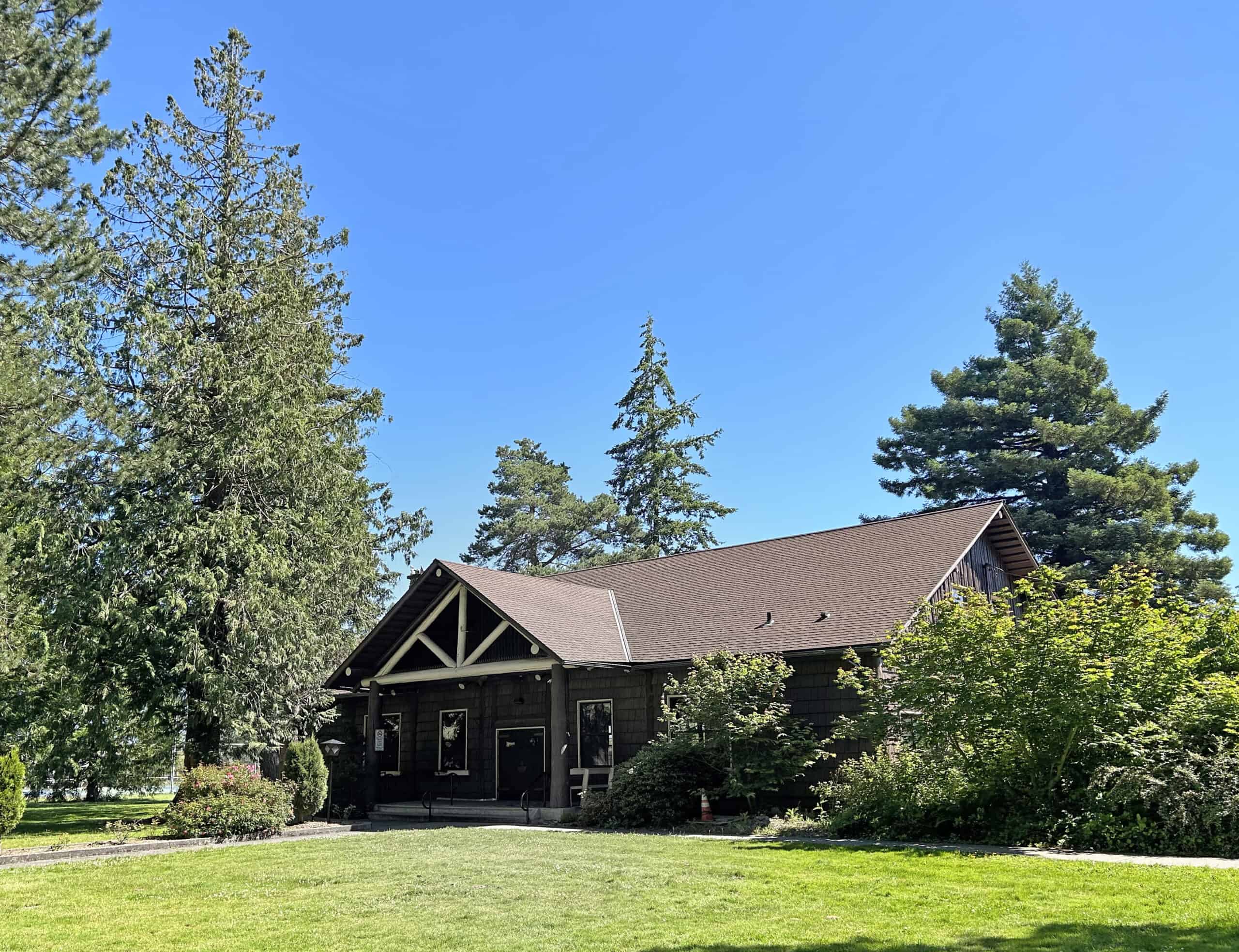 lodge in park surrounded by trees