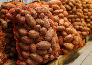 potatoes stored in net bags