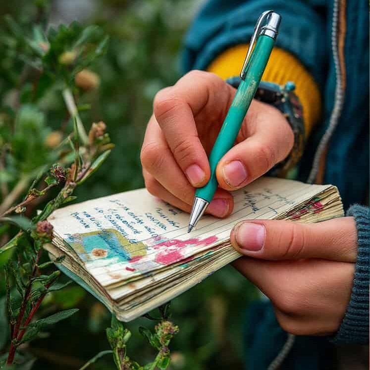 hand writing in a log book