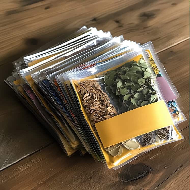 packets of seeds in airtight envelopes